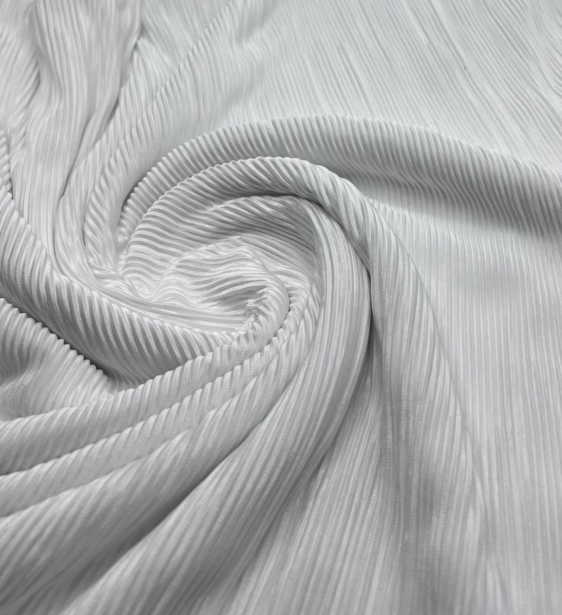 White Plisse Pleated 2 Way Stretch Fabric - T9 Fabrics